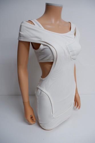 Abito Alexander Wang Crema BodyCon Taglia 4 UK 8 GC Elasticizzato Mini