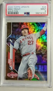 2020 Topps Update Mike Trout Gold Foil #U4 SP PSA 9 Low Pop L.A Angeles