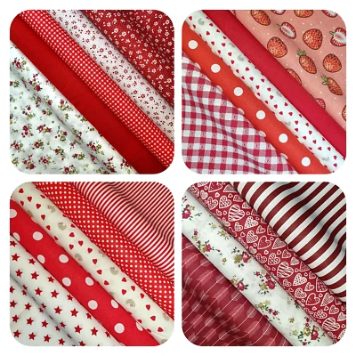 Stoffpaket 5 St.22 x 50 cm BW 100%  Patchwork in Rot NEU - Bild 1 von 2