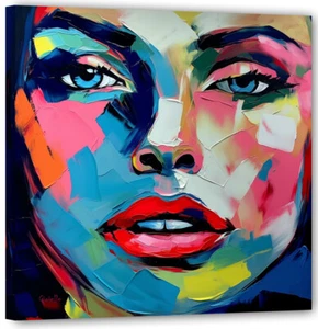 Faces Girl art Pop Modern Bild Top Wandbild Aktuell Kunst FC83 - Picture 1 of 2