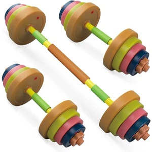 Kids Exercise Weight Set, 2-In-1 Barbell and Dumbbell Workout Equipment, Todd... - Picture 1 of 7