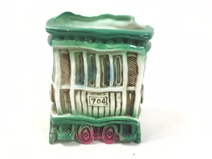 Vintage San Francisco Trolley Cable Car 704 Ceramic Planter Caddy Vase 5.5" tall - Picture 1 of 8
