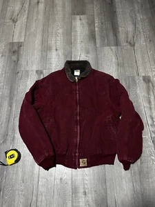 Giacca vintage anni 90 Carhartt J14 J97 CRI rosso cremisi lavoro Detroit Santa Fe taglia L - Foto 1 di 5