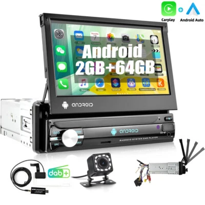 DAB+ 7" Android 13 Autoradio GPS Navi Kamera 1 DIN Stereo BT WIFI Carplay 2+64GB - Bild 1 von 4