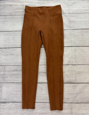 SPANX FAUX SUEDE Womens Sz Medium Rich Caramel Pull On Stretch Leggings EXC - Image 1 of 4