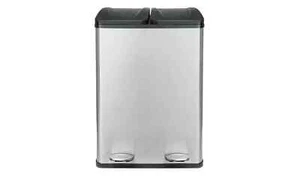 Habitat 55L Dual Compartment Recycling Bin Stainless Steel - see photos - Picture 1 of 8