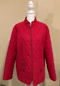 Kate Hill Red Quilted Jacket Lined women’s size Large L - Picture 1 of 5