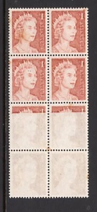 1966 1c RED BROWN QEII BLOCK OF 8 STAMPS WITH MAJOR OFFSET MNH - Picture 1 of 2