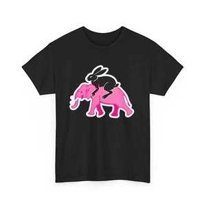 Camiseta Unisex Adulto Negra Conejo Rosa Elefante Arte Callejero Ropa Callejera Gráfico - Imagen 1 de 25