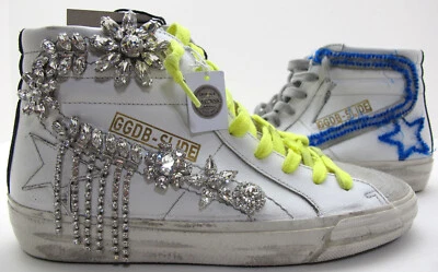 NEW GOLDEN GOOSE 35/5US Slide LTD Leather Sneakers w/Swarovski Chandelier-Effect - Image 1 of 4