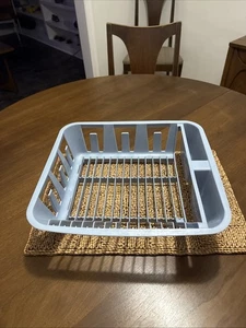 Vintage Rubbermaid Plastic Dish Drying Rack Slate Blue 13" x 14" 1994 6049 - Picture 1 of 15