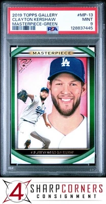 2019 TOPPS GALLERY MASTERPIECE GREEN #MP-13 CLAYTON KERSHAW #/250 POP 1 PSA 9 - Image 1 of 3