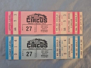 Lot of 2 1988 Vintage Sterling Bros. Circus Full Tickets - Picture 1 of 2