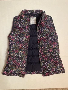 Gap Kids Girl Floral Puffer Navy Blue Vest Size L - Picture 1 of 3
