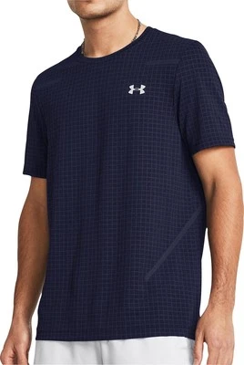 Under Armour Seamless Grid Mens Training Top Blue Short Sleeve Gym T-Shirt - Image 1 of 4