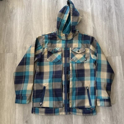 Nike 6.0 Youth Sz XL(18-20) Teal Blue Gray Plaid Hooded Active  Jacket VG - Image 1 of 4