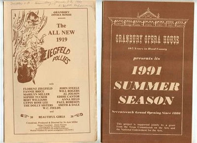 Folleto de la temporada de verano de 1991 de Granbury Opera House y programa Ziegfeld Follies  Foto 1 de 4