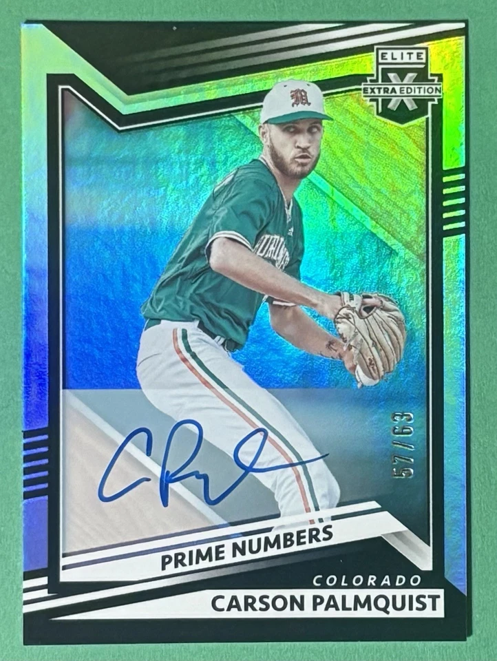 2022 Elite Extra Edition Carson Palmquist Auto /63 - Colorado Rockies Rookie RC - Image 1 of 1