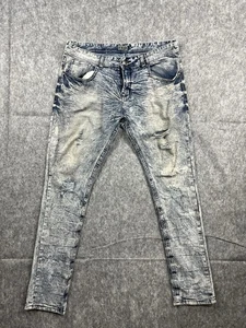 Black Brand Men's Skinny Fit Blue Jeans Acid Wash Distressed Denim Size 38x34 - Picture 1 of 10