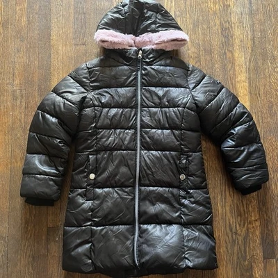 Sequoia Youth Girl's Size 6X Black Quilted Pink Faux Fur Lined Zip Jacket - Image 1 of 4
