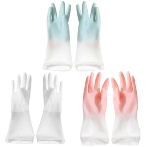 1 Set 3 Pairs Rubber Household Bowl Cleaning Gloves Waterproof Laundry Gloves - Picture 1 of 12