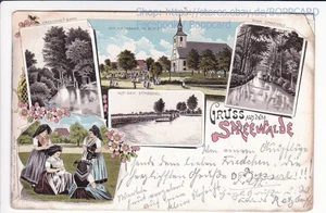 BRANDENBURG , LITHO GRUSS AUS DEM SPREEWALD , BURG , KIRCHE , TRACHTEN , 1905 - Picture 1 of 2