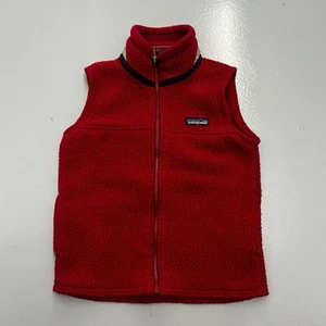 VTG 90s Patagonia Synchilla Fleece Vest Kids Size 6 Red Ski Winter Full Zip Up - Picture 1 of 10