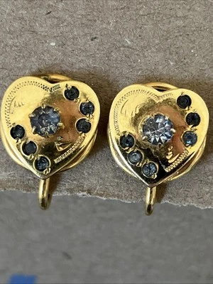 Heart Shaped Screw Back Earrings 10k Yellow Gold Filled: Estate Find Marked CT - Image 1 of 4