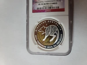 2011 Australia S$1 Dreaming Tasmanian Devil 1oz Silver Proof Coin NGC PF70 UCAM - Picture 1 of 4