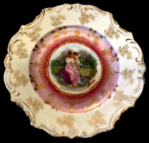 "Antiguo plato de porcelana Blenheim firmado 6"" acentos de oro de Alemania" - Imagen 1 de 7