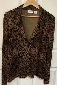 CHICO’S TRAVELERS Jacket Cocoa Leopard Animal Print ~ Size 3 -XL - Picture 1 of 11