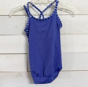 Athleta Girl Size XS 6 Athletic Tank Top Blue with Mint Stripes - Picture 1 of 6