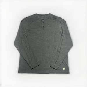 Vuori Shirt Mens Large Gray Green Long Sleeve Ease Performance Henley Athletic - Imagen 1 de 10