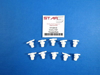 Dental Fitting Connector 10-32 x 1/16'' Threaded Barb 10/Pcs STAR5 Made in USA - Image 1 of 2