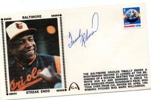 FRANK ROBINSON SIGNED FDC AUTOGRAPH "Streak Ends" Orioles hof mvp 500 hr 586 hrs - Picture 1 of 1