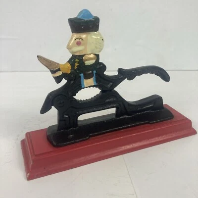Vintage Nut Cracker, Cast Iron on Wooden Stand, Revolutionary War Soldier - Image 1 of 4