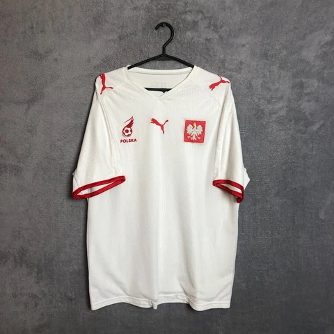 Poland Team Jersey Home football shirt 2008 White Puma Mens L Cover