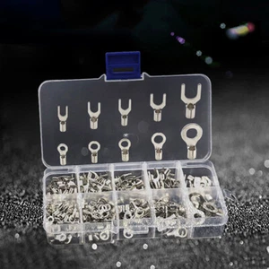 Copper Ring Fork Terminals Kit Non-Insulated Electrical O/Y Type Brass Terminal - Picture 1 of 15