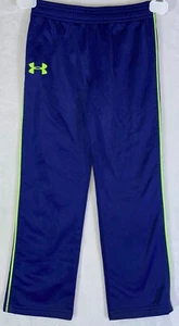 Under Armour Joggers Youth Size 5 Blue Neon Green Sweat Pants Lounge Sports - Picture 1 of 7