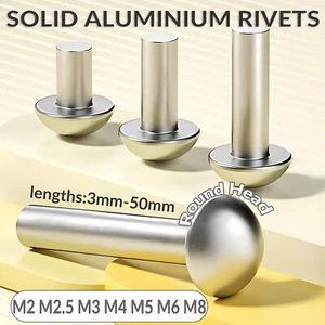 Solid Aluminium Round Head Rivets Pan Button Head Rivet M2 M2.5 M3 M4 M5 M6 M8 - Bild 1 von 80