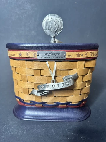 Longaberger 2013 Inaugural Basket~Prot~Liner~Lid~Tie On ~7TH ED NWT Cover