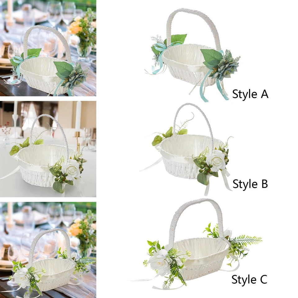 Flower Girl Basket with Handle Wedding Baskets Flower Baskets for Bridal - Image 1 of 1
