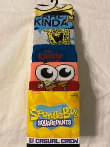 SpongeBob SQUAREPANTS movie Patrick Men’s NEW 6 Pair CREW SOCKS SIZE 8-12 ocean - Picture 1 of 7
