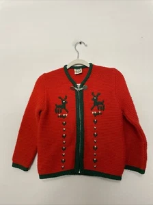 VTG Kids St. Peter's Trachten Germany Red Knit Zipper Front Cardigan - 104 *READ - Picture 1 of 20