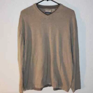 High Sierra Pullover Sweater Long Sleeve Mens Large 100% Cotton Tan - Picture 1 of 5