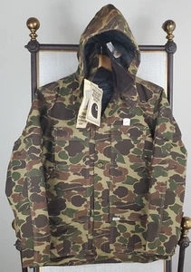 NEW VTG DEADSTOCK CARHARTT USA Size Medium Camo Hooded Hunting Jacket Game Bag - Picture 1 of 19