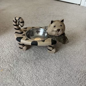Handgefertigte Vintage Katzen- und Hundenäpfe Holzständer - Bild 1 von 4