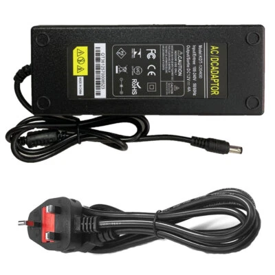 MANNINGHAM LIGHTING 12v 4A Power Supply Unit PSU for DVR or CCTV Camera 4 Amp 4000ma 2.1mm x 5.5mm