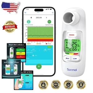 Digital Spirometer with 300 Records, Bluetooth App & Rechargeable Functionality - Picture 1 of 8