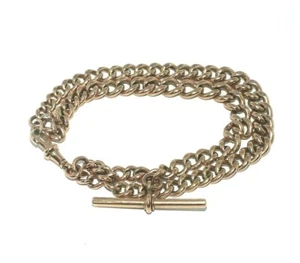 Unisex/Caballeros/Damas Oro Rosa 9ct Antiguo Doble Eslabón Albert Pulsera - Imagen 1 de 11